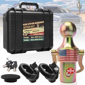 GNXA2062 Anti-Theft Locking Puck System Gooseneck Hitch Ball Kit – 38000LBS, Upgraded 3-Steel-Ball Base, 2-5/16" Ball, Safety Chain Anchors w/Anti-Theft Locks, Fit 2013-2024 Ram 2500/3500