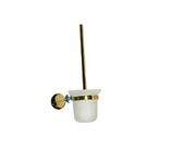 CUROVIT Gabriella Brass Toilet Brush Holder with Brush & Frosted Glass Container Brass Chrome Bracket for EWC SEAT & WASHROOM Cleaning