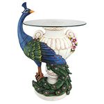 Design Toscano Staverden Castle Peacock Sculptural Glass-Topped Table