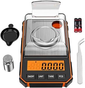 Balance de Precision 0.001g, ORIA Balance de Précision de Poche avec Poids de Calibrage 50g, Balance de Cuisine avec Tare et Ecran LCD Rétroéclairé pour Aliments, Poudre, etc - Orange