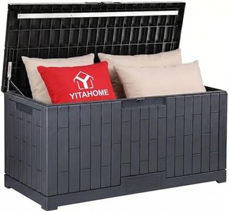 YITAHOME 120 Gallon Outdoor Storage Deck Box, Large Resin Patio Storage for Outdoor Pillows, Garden Tools and Pool Supplies, Waterproof, Lockable, (Dark Grey)