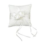 DAONPHARI Lovely Bud Wedding Pocket Ring Pillow Cushion Bearer 15 x 15cm Ivory