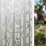 Finnez Window Film Bamboo 3D Decorative Privacy Glass Film Non-Adhesive for Room House Office (35.4" x 78.7")