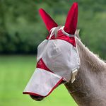 Harrison Howard Form fitting Advanced & Skin-Friendly Fabrics Mule Donkey Fly Mask Full Face Protection with Nose Cover Red L