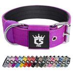 TSPRO Tactical Dog Collar 1.5 inch Wide Dog Collar Military Grade Strong Dog Collar Thick Dog Collar Heavy Duty Metal Buckle Dog Collar Fit 17.5-20.5 inches Neck (Purple -M)