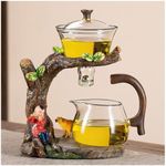 Magnetic Glass Tea Pot, Lazy Kungfu Drip Tea Set, Semi Automatic Heat Resistant Teapot, Sturdy High Borosilicate Glass TeaPot, Suitable for home/office Reception Tea Set