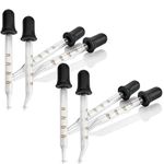 Eye Dropper - 8-Pack, Bent & Straight Tip Calibrated Glass Medicine Droppers for Essential Oils | Pipette Dropper for Accurate Easy Dose & Measurement (1mL Capacity)