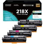 218X 218A W2180 Toner Cartridge 4 Pack W2180X W2181X W2182X W2183X丨Replacement for HP 218A 218X High-Yield Toner Cartridge,Compatible with HP Color Laserjet Pro 3201 MFP 3301 Series Printer (No Chip)