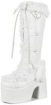 CELNEPHO Knee High Boots For Womens Side Zipper Warm Faux Fur Platform Chunky Heel Punk Goth Walking Winter Snow Boots
