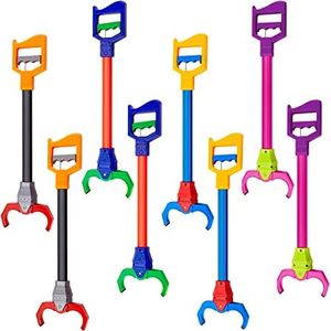 Meooeck 8 Pcs Interactive Toy Grabber, Plastic Robot Hand and Robot Claw Grab Pack Toy Robot Arm Toy Pick up Pinch Tool for Fun Early Learning and Hand Eye Coordination Play, 18 Inch