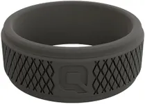 QALO Silicone Ring for Men - Mens Crosshatch Design with Breathable & Durable Silicone with Q2X - Elegant & Stylish Mens Silicone Wedding Bands - Rubber Engagement Rings for Him - Dark Grey, Size 11