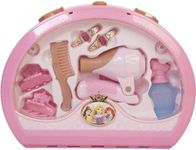 Disney Princess Style Collection Hair Beauty Tote, Includes Fun Hair Play Pieces Such As Clips, Barrettes, Comb and a Working Hair Dryer with Sounds, Girls Toy Set Ideal for Ages 3+