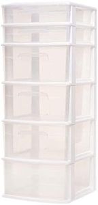 HOMZ 6 Drawer Plastic Organizer for Home and Office Supply Storage, Clear/White