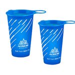 SANIQUEEN.G Soft Flask TPU Foldable Running Water Bottles BPA Free Collapsible Flask for Hydration Pack Cycling Marathon Running Hiking (Cup Deep Blue-2pcs)