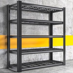 REIBII 3010LBS Storage Shelves 72" H Garage Shelving Heavy Duty Metal Shelving 5 Tier Adjustable Metal Shelves for Storage for Pantry Kitchen Basement 72" H x 35.5" W x 16" Black