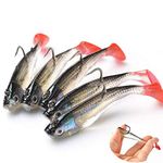 DWEE 5Pcs Fishing Lures,3D Eyes Soft Fishing Lure Single Hook Baits Artificial Bait