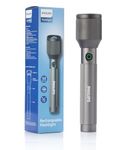 Philips 24W Torch Light Zoomable, 3000mAh Handheld Flashlight Rechargeable and Stepless Dimming, 1100 Lumens, 950M Coverage, Portable Led Flash Light for Home, Camping, Hiking, Emergency