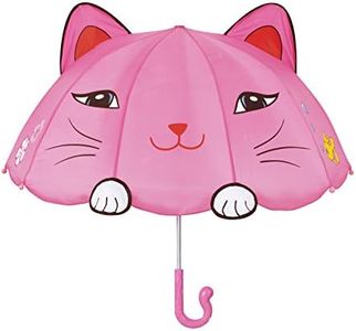 Kidorable Pink Lucky Cat Umbrella for Girls w/Fun Cat Tail Handle, Pop-Up Ears, Paws, Pink, One Size