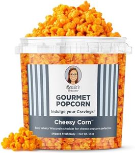 Renée’s Cheesy Corn™ Gourmet Cheese Popcorn - real Wisconsin cheddar cheese is smooth and velvety- delicious cheesiest fresh popped, handmade snack or gift - 1.1 gallon plastic bucket tin 12 oz bulk party size.