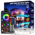 60ft Outdoor Led Strip Lights Waterproof Room Decor, PHLSTYLE 18m IP68 Permanent Outdoor Christmas Lights for House, Smart Color Changing Rope Lights with Bluetooth Controller Remote Sync to Music