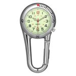 Outdoor Belt Fob Watch - Carabiner Watch Glow in The Dark Clip-on Watch Luminous Pocket Watch for Outdoor Sports Rock Climbing Mountaineering (White), White, Quartz Movement