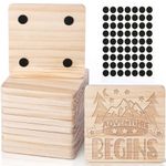 12 Pieces Unfinished Wood Coasters, GOH DODD 4 Inch Wooden Slices Blanks Bulk Set with Soft Foot Pads for Drinks Crafts Laser Engraving Wood Burning Staining Drawing Painting Decoupage Wedding, Square