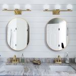 NEUWEABY 2 Piece Oval Bathroom Mirror Capsule Wall Vanity Mirror, 20"x30" Pill Mirrors Gold Wall Mount Mirror, Large Modern Mirror with Metal Frame, Decor for Bedroom