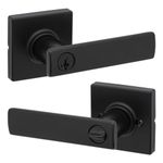 Weiser Breton Matte Black Keyed Door Handle, Exterior Door Handle with Key, Entry Door Lock with Microban Embedded Finish and SmartKey