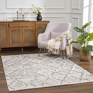 Hauteloom Bogtong Living Room, Bedroom Area Rug - Farmhouse - Charcoal, Cream, Peach - 18" Sample