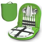 Camping Cutlery Set, Portable Picnic Accessories Kitchen Utensil Set, 13 in 1 Multifunctional Cutlery with Waterproof Storage Bag for Indoor or Outdoor Camping, Picnic, Hiking(Green)