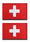 Zcketo 2 PCS Swiss Confederation Switzerland Flag Patch Hook and Loop Embroidered National Emblem for Football Billiards Team Work Clothes Jersey Backpack Caps Travel Tactical Military