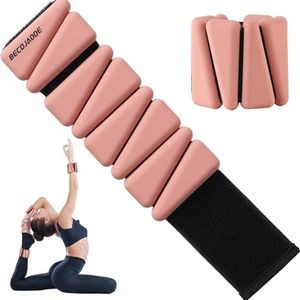 BECOJADDE Wrist Ankle Weights Adjustable Training Intensity for Strength Training Walking Running Yoga Pilates Jogging for Women Men Set of 2 (1lb Each), Peach