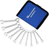 SPEEDWOX 10 Pcs Mini Combination Wrench Set Metric Mini Ignition Wrench Set 4-11mm Open and Box End Small Wrench Set Carbon Steel Spanner with Portable Pouch for Assembling Furniture Small Equipment