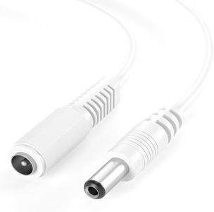 CABLEPELADO Cable alimentación CC | Cable de Extensión de Alimentación CC | Compatible con CCTV, DVR, Tira LED, Router, Pantallas, Sensores, Alexa | 2V CC 2A | DC 5.5 x 2.1 mm | Blanco | 3 Metros