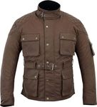 warrior gears Men's Waxed Cotton Motorcycle Jackets, Motorbike Top Gear, Waterproof Nylon Lined Jacket, Armoured Biker Textile Winter Outdoor Coat for Men, Running, Riding, Brown - L