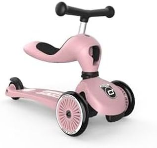 Scoot & Ride - Highwaykick 1 Children Adjustable Seated or Standing 2-in-1 Scooter Including Safety Pads (Rose) - for Ages 1-5