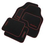 JVL Personalised Universal Black Carpet Car Mat Set with Red Embroidered Mats