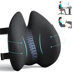 Benazcap Back Support Cushion, Ergonomic Lumbar Support Cushion, Memory Foam Back Cushion for Back Support and Fatigue Relief, Office Chair Cushion, Car Seat Cushion, with Double Adjustable Straps