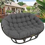 Thicken Papasan Chair Cushion,Double Papasan Cushion,Papasan Chair Cushion Only,Outdoor Waterproof Papasan Chair Cushion with Ties,Dark Gray,66.9 * 47.2inch