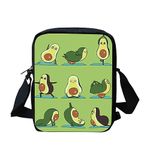 Kuiaobaty Funny Avocado Print Small Messenger Bag for Girls, Cute Cartoon Fruit Pattern Crossbody Bag, Green Zipper Square Phone Pouch