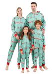 VNVNE Matching Christmas Onesie Pajamas for Family/Couples/Women/Men, Xmas Holiday Reindeer Striped Adults Pjs Sleepwear, Blue Dog, Medium