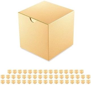 PACKQUEEN Gold Gift Boxes 50 Pack 4x4x4 Inches, Candles Gift Boxes with Lids, Bridesmaid Proposal Boxes, Gift Boxes Bulk for All Occasions (Glossy Gold, Grain Texture)