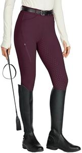 Willit Women's Horse Riding Pants Full Seat Silicone Equestrian Breeches Horseback Schooling Tights Zipper Pockets Burgundy XS