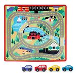 Melissa & Doug Round the Town Road Rug and Car Activity Play Set With 4 Wooden Cars (107.32 x 91.44 cm)