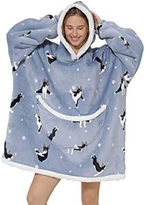 XMLMRY Blanket Hoodie,Wearable Blanket,Sweatshirt Blanket,Oversized Hoodie,Comfy Blanket Sweatshirt,Sweater Blanket,Sherpa Cozy Giant Hoodie Blankets for Women Men Adults Kids (Jumping Puppy, Adult)