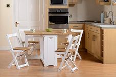 Furniture 321 Santos Butterfly Folding Dining Set in White/Distressed Waxed Pine