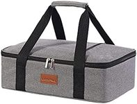 Uoxfill Lunch Bag Insulated Thermal Food Carrier Insulated Casserole Carrier for Hot or Cold Food,Insulated Tote Bag for Potluck Cookouts Parties Picnic, Lasagna Lugger,Fits 9"x13" Baking Pan,Gray