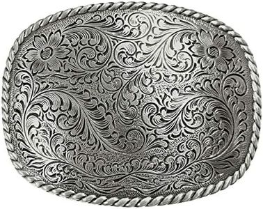 Antique Silver Floral with Rope Edge Western Belt Buckle