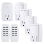 BN-LINK Mini Wireless Remote Control Outlet Switch Power Plug in for Household Appliances, Wireless Remote Light Switch, LED Light Bulbs, White (2 Remotes + 5 Outlets) 1250W/10A