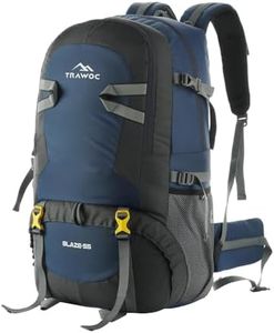 TRAWOC BLAZE 55 Liter Travel Backpack Daypack Bag for Camping Hiking Trekking Bag for Men & Women, Navy Blue, SHK014, 3 Year Warranty